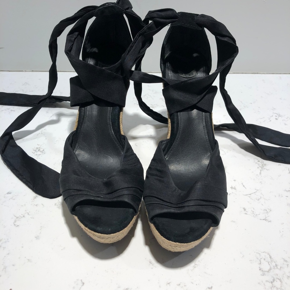 UGG Black Lucianna Platform Ribbon Espadrille
